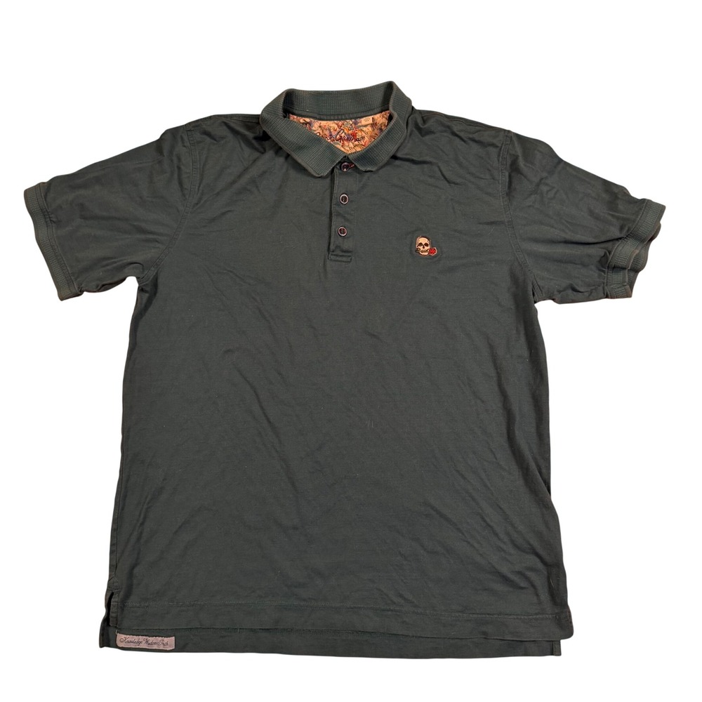 Robert Graham Mens XL Skull Rose‎ Polo Shirt Teal Green Knowledge Wisdom Truth